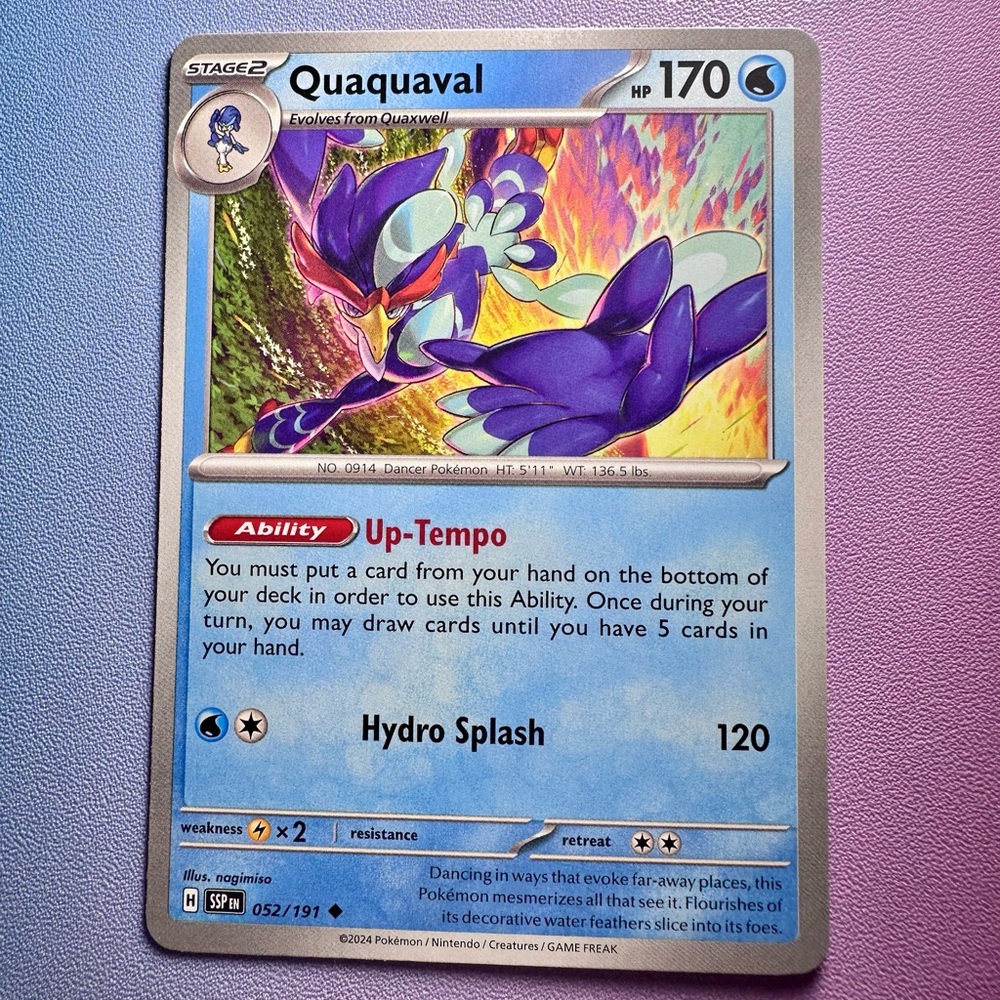 quaquaval - 052/191 (uncommon) — pokemon: surging sparks